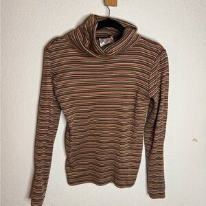 Vintage Kickers Multicolor Striped Cowl Neck Sweater